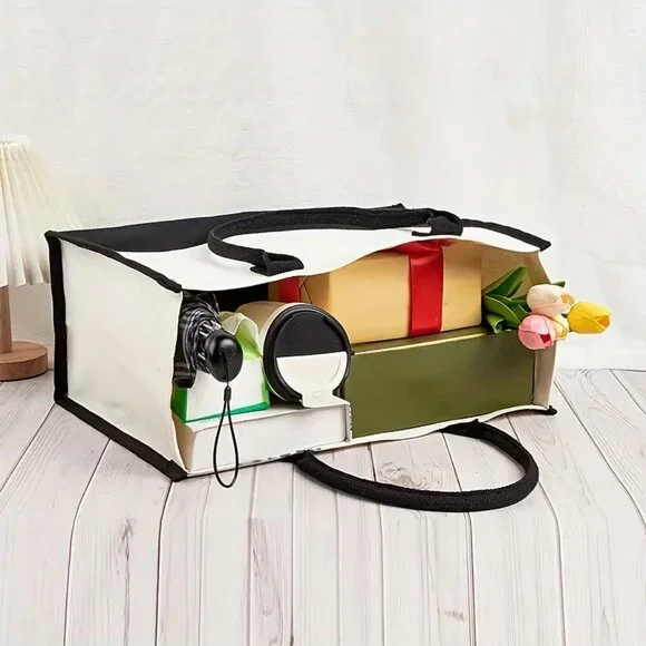 🗼 Paris France Cityscape Print Canvas Tote Bag Large Travel Bag Elegant 🎁 - Picture 3 of 5